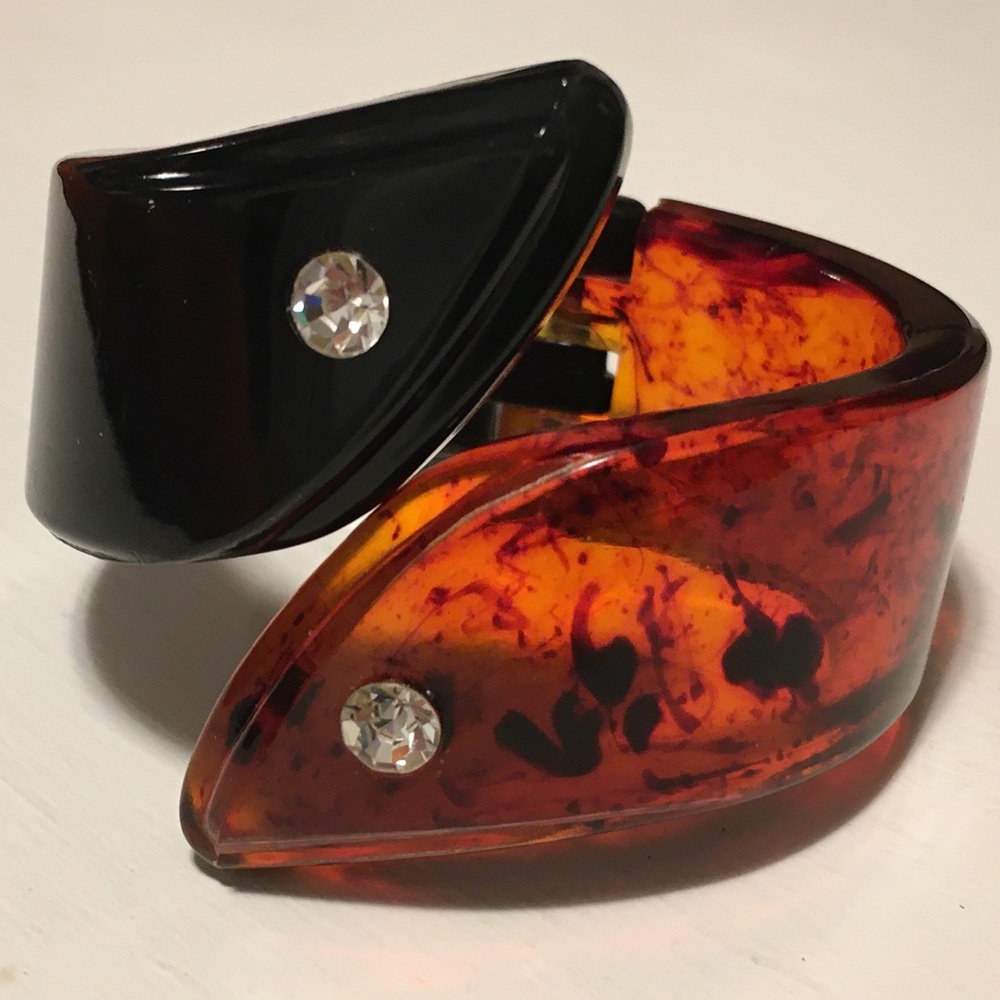 Vintage amber lucite hinged bracelet